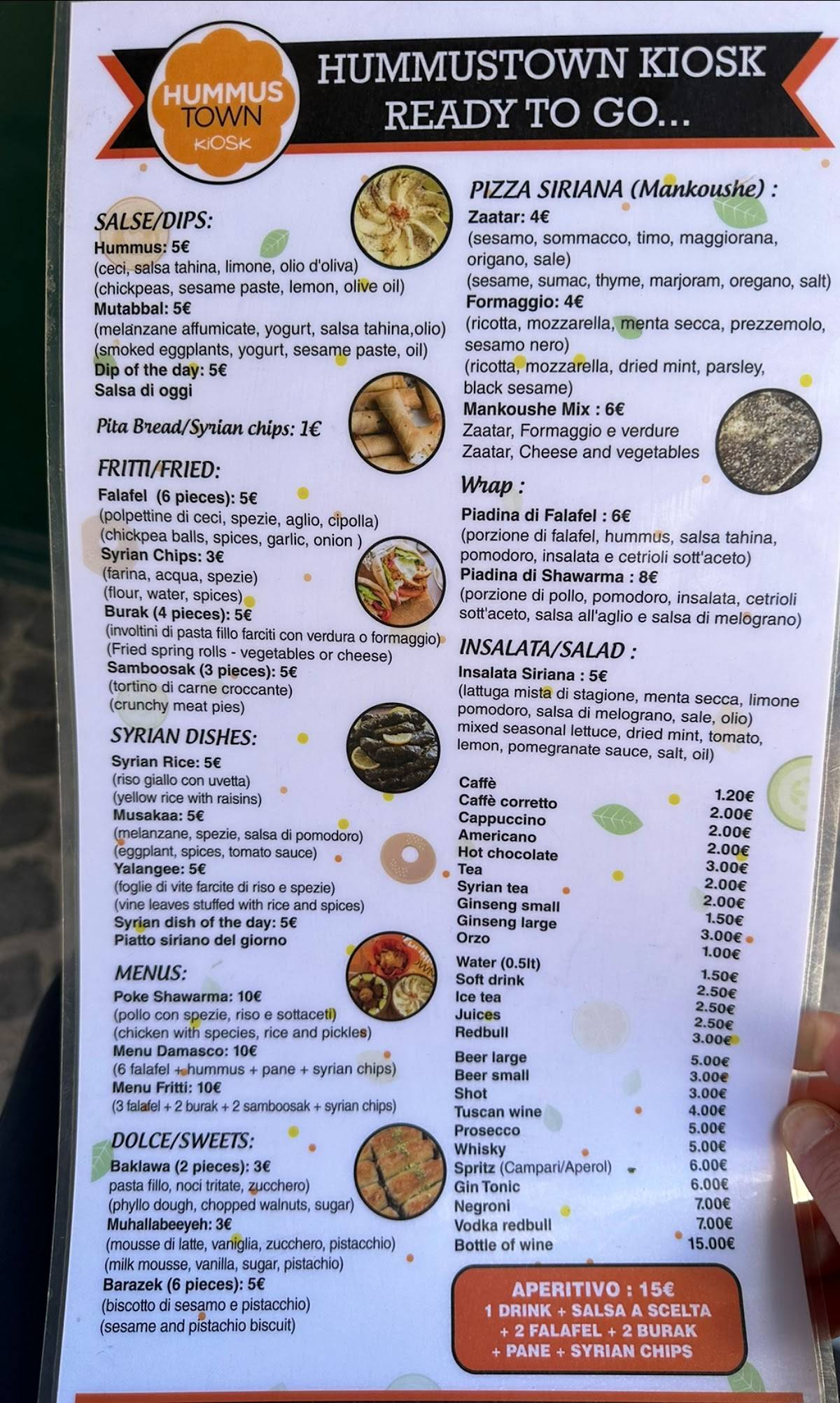 Menu di Hummustown Kiosk 