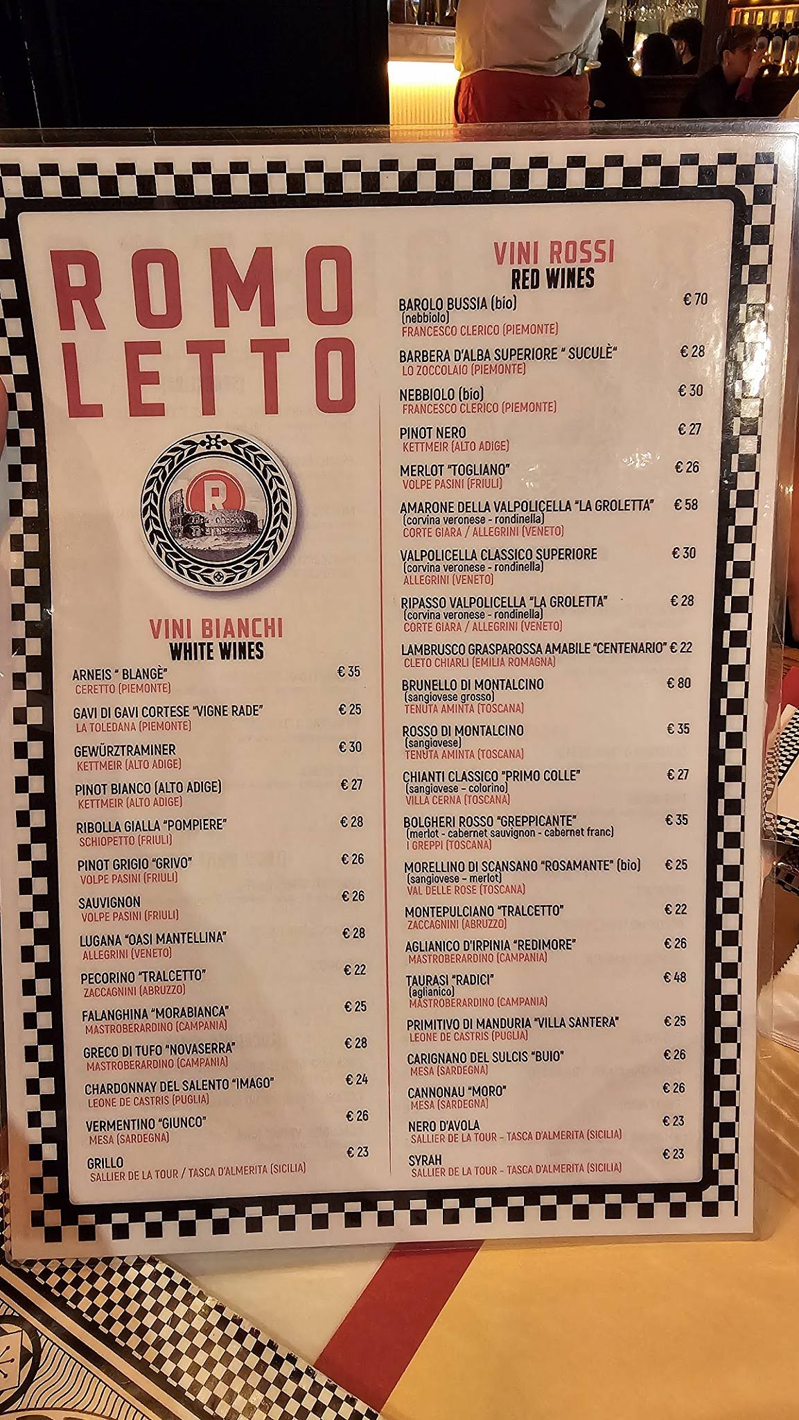 Menu di Romoletto 