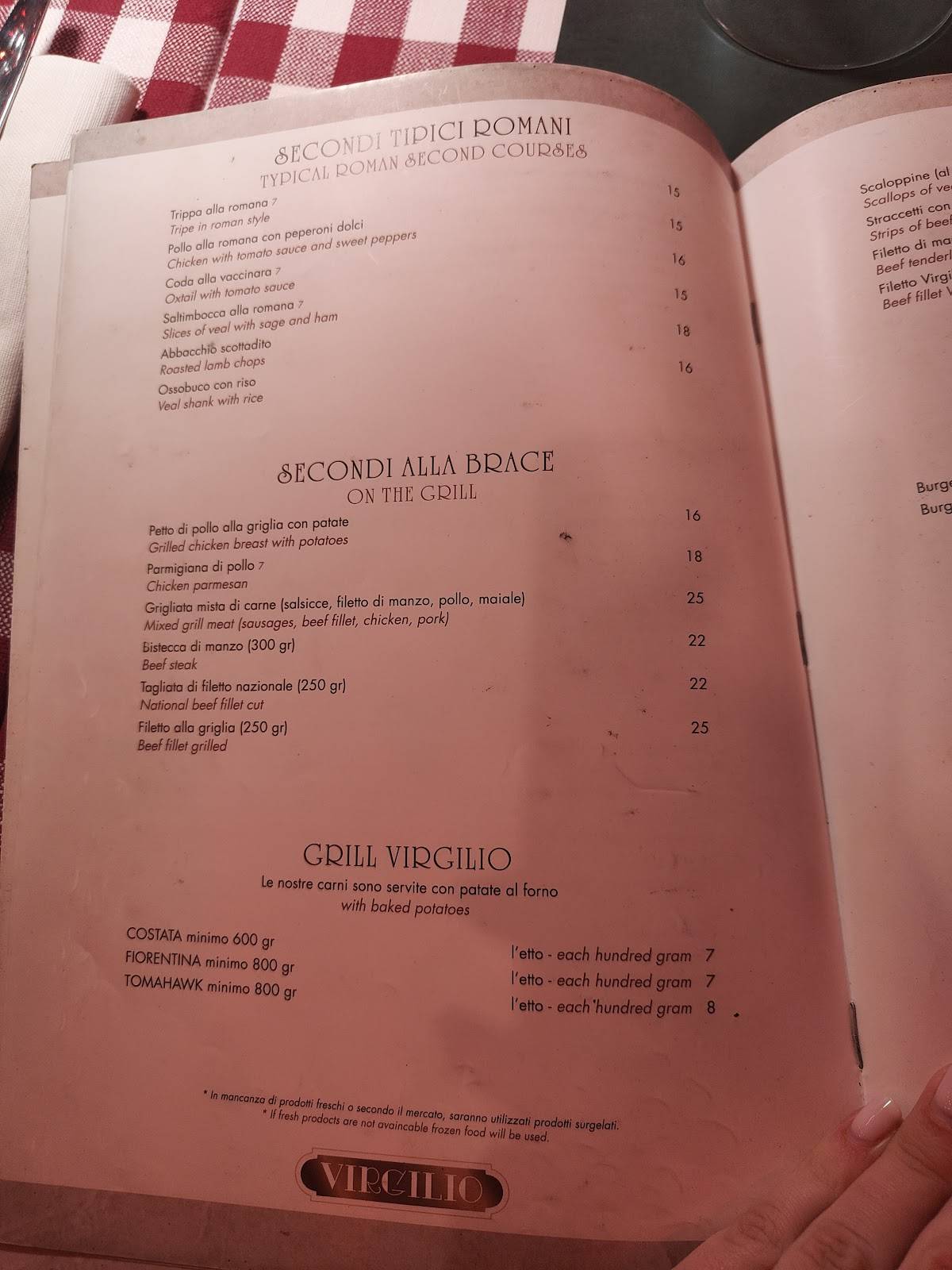 Menu di Ristorante Virgilio 