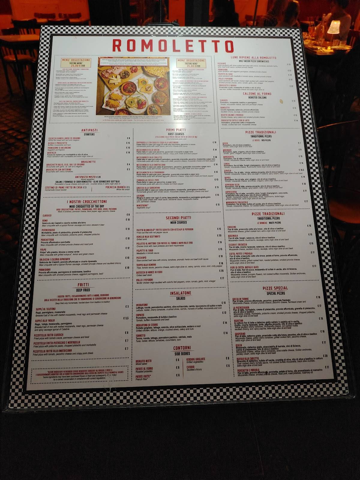 Menu di Romoletto 