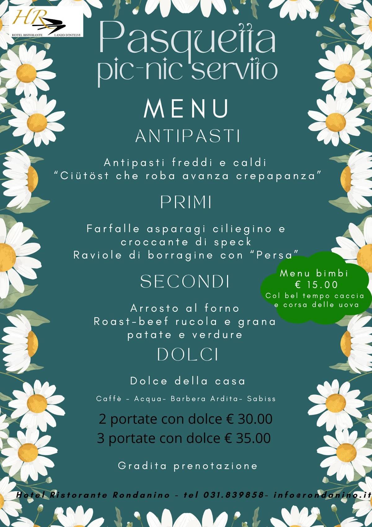 Menu di "Rondanino" Ristorante Hotel 