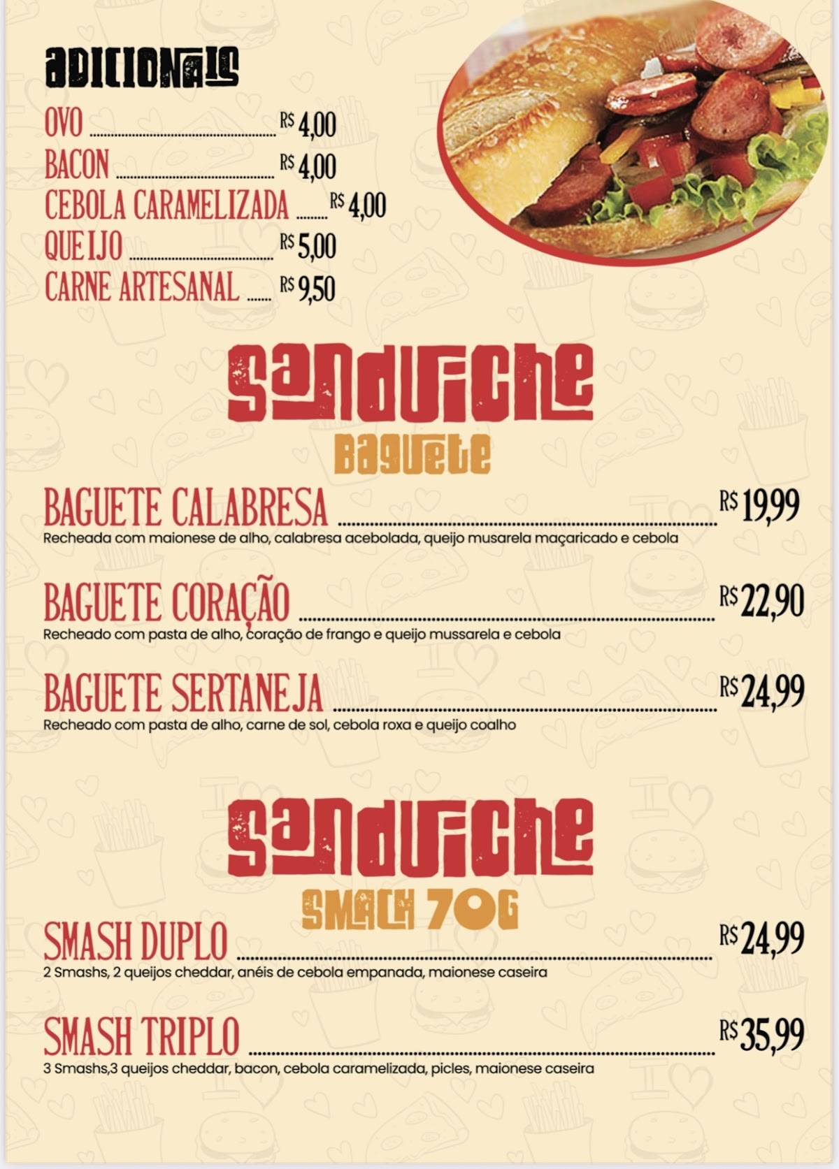 Rota 602 Hamburgueria , pastelaria e massas cardápio