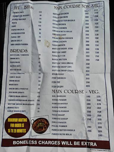 Roti Wala menu