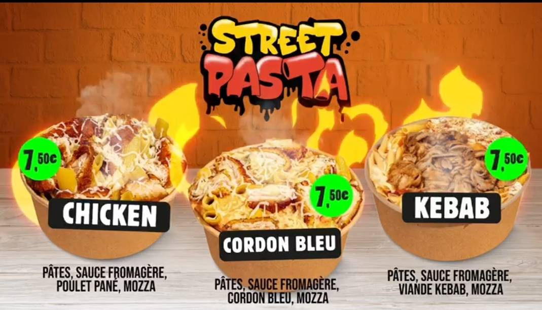 Menu de La Strada. Kebab..tacos..burger..