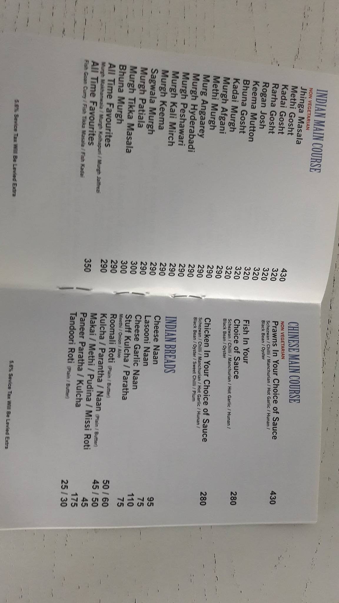 Round about Bar And kitchen menu