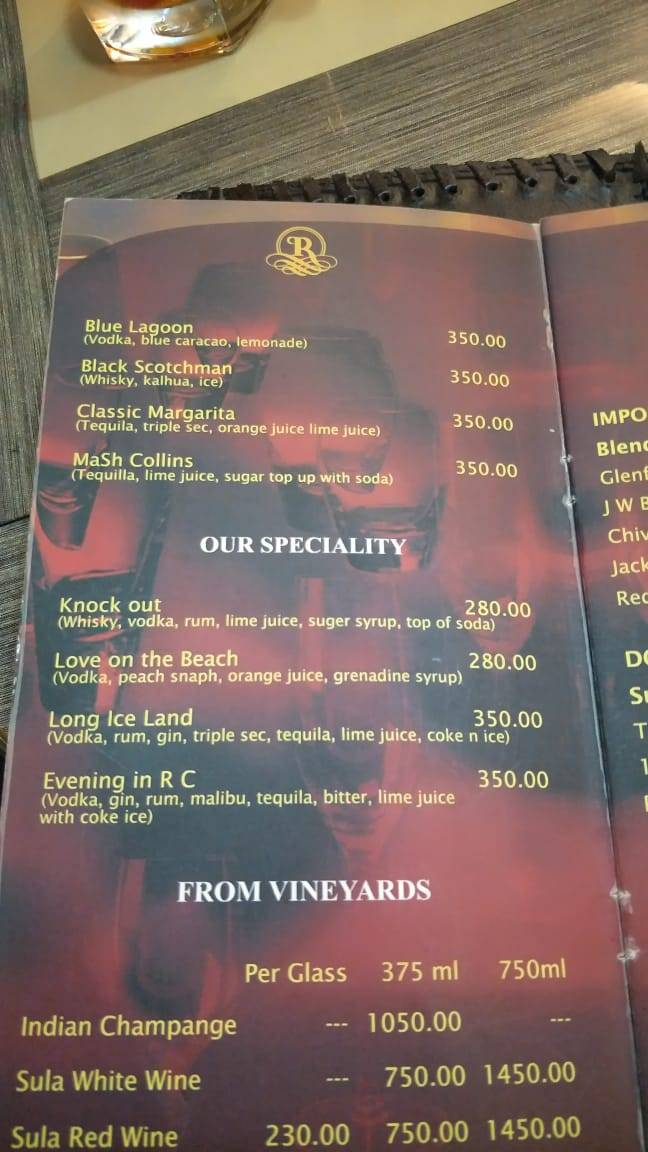 Royal Challenge II Family Restaurant & bar menu