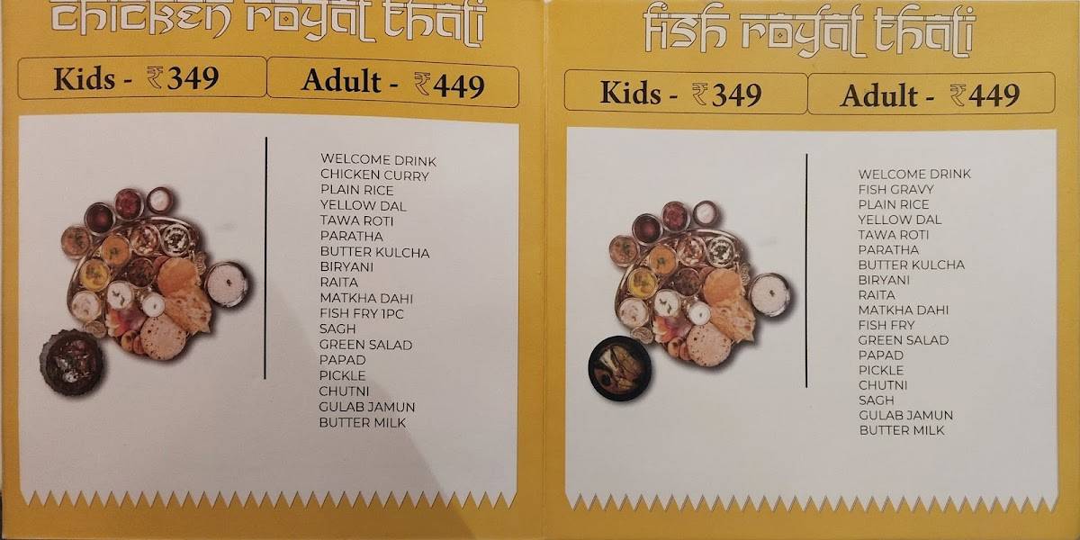 Royal Thali menu