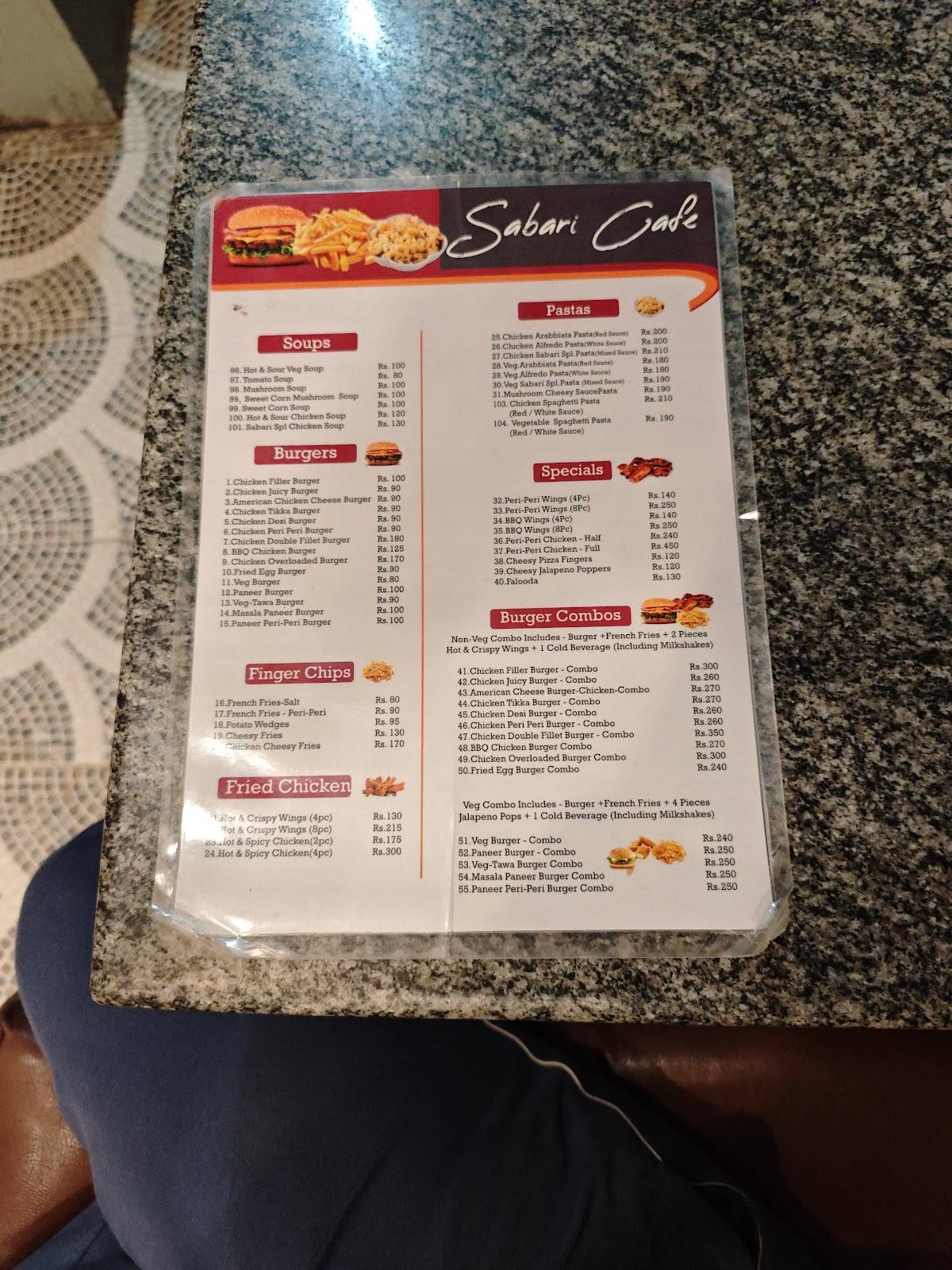 SABARI CAFE menu
