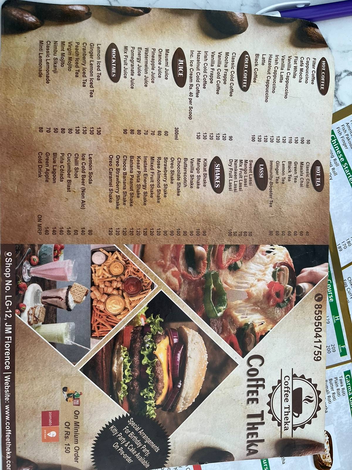 SAM'S menu