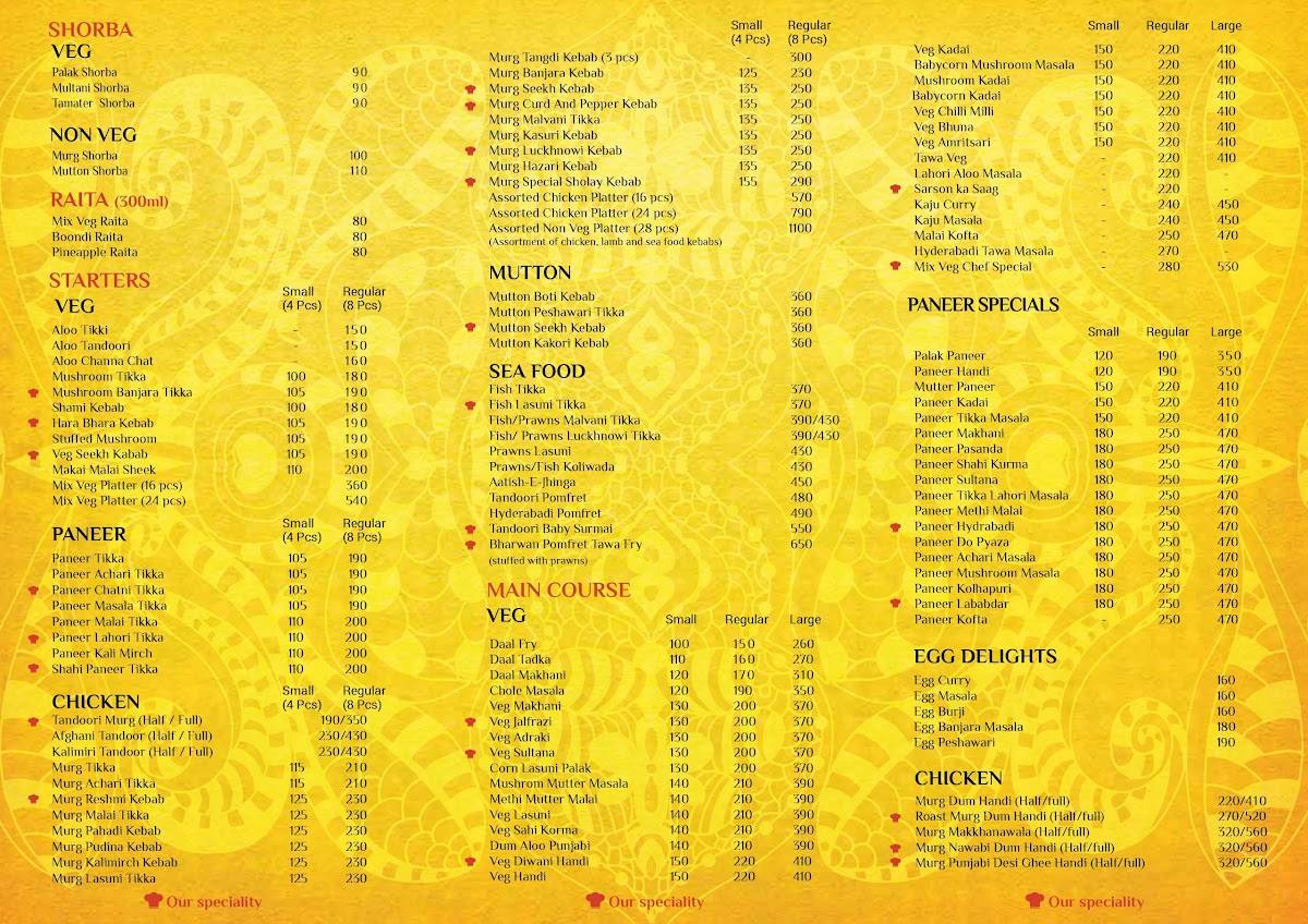 SHOLAY Aromas that build Appetites menu