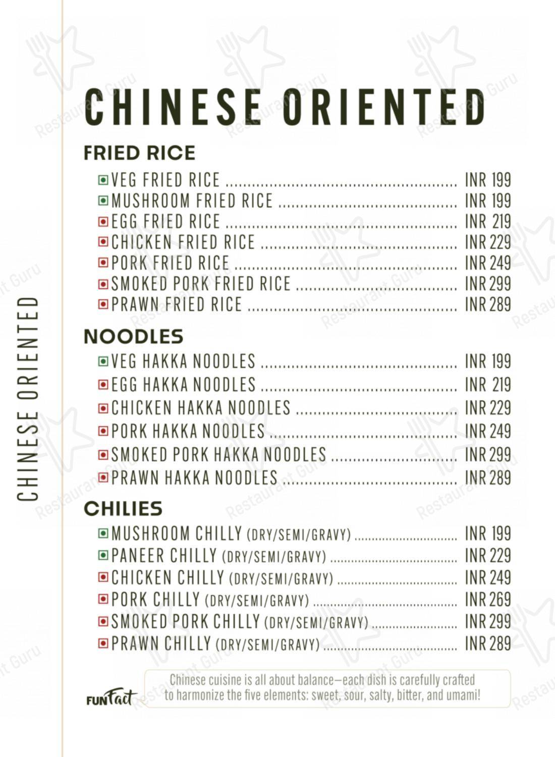 SINGJU,Juhu Tara Road in Mumbai - Menu