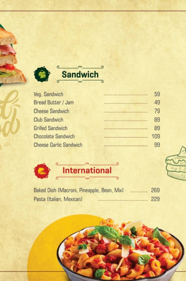 SUBH RESTAURANT menu