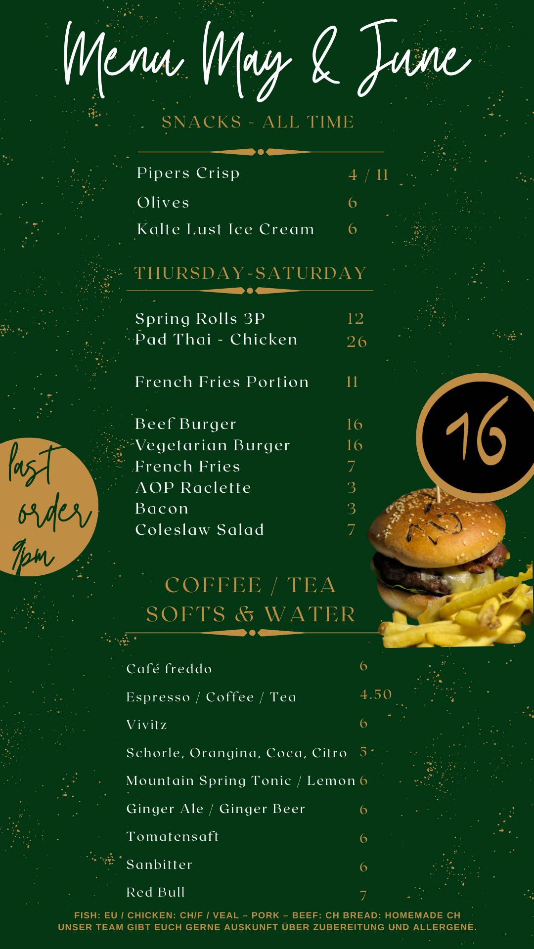 Menu di Saanerhof Pub 