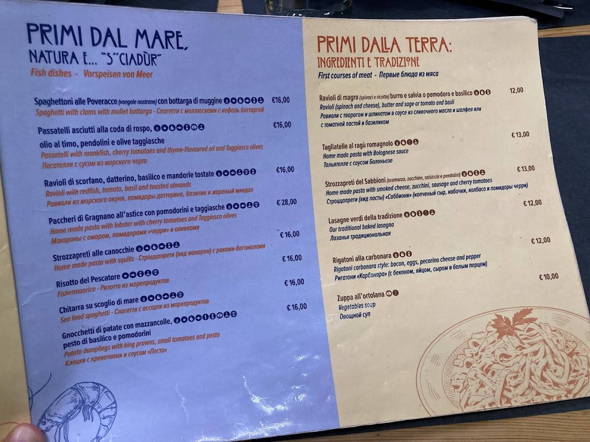 Menu di Ristorante Sabbioni 