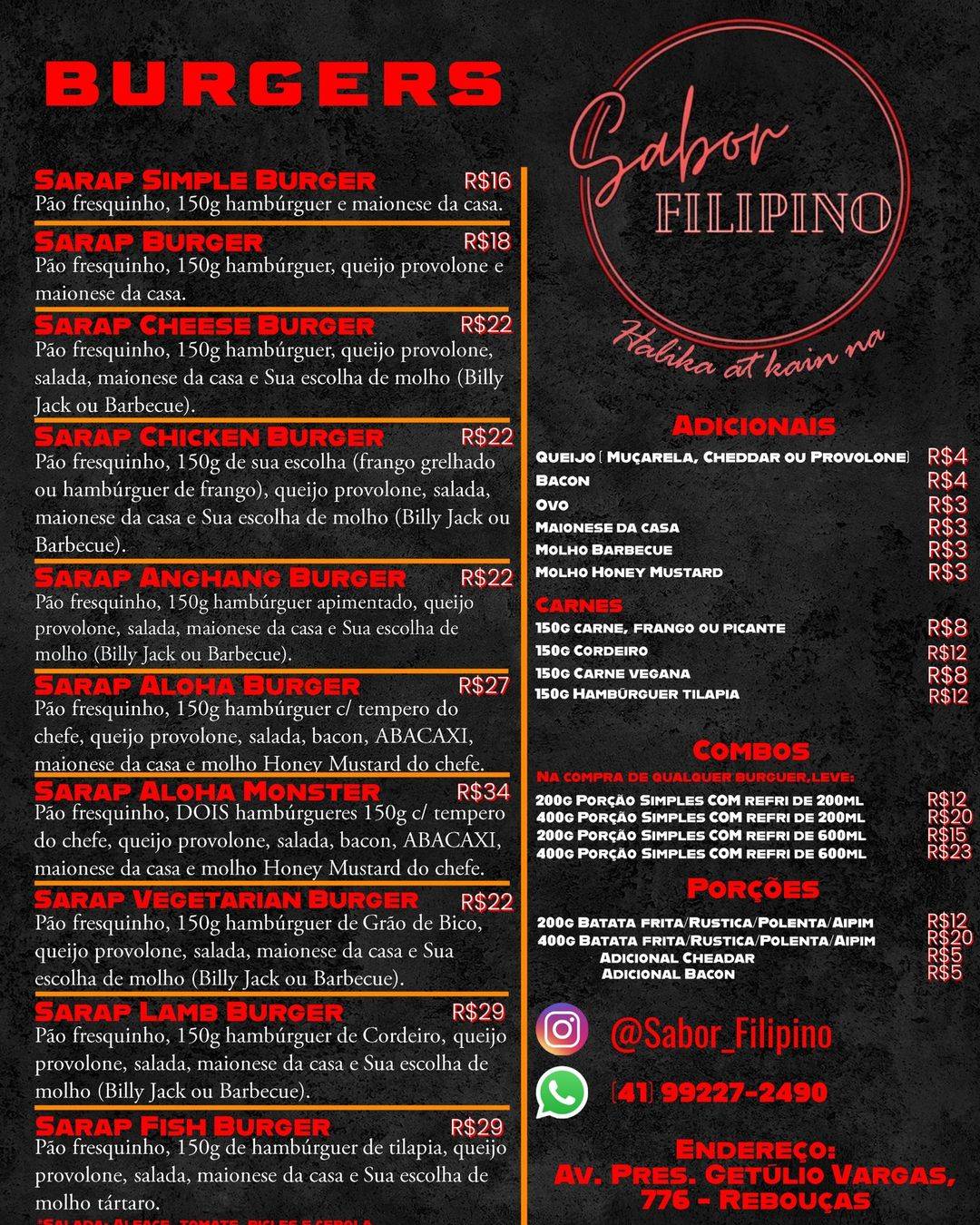 Sabor Filipino cardápio