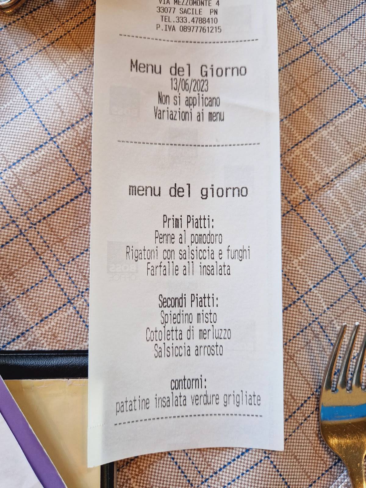 Menu di Ristorante Pizzeria Madera Cornadella 