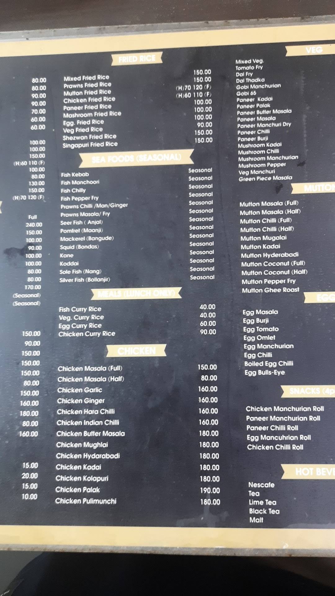 Safa Dine menu