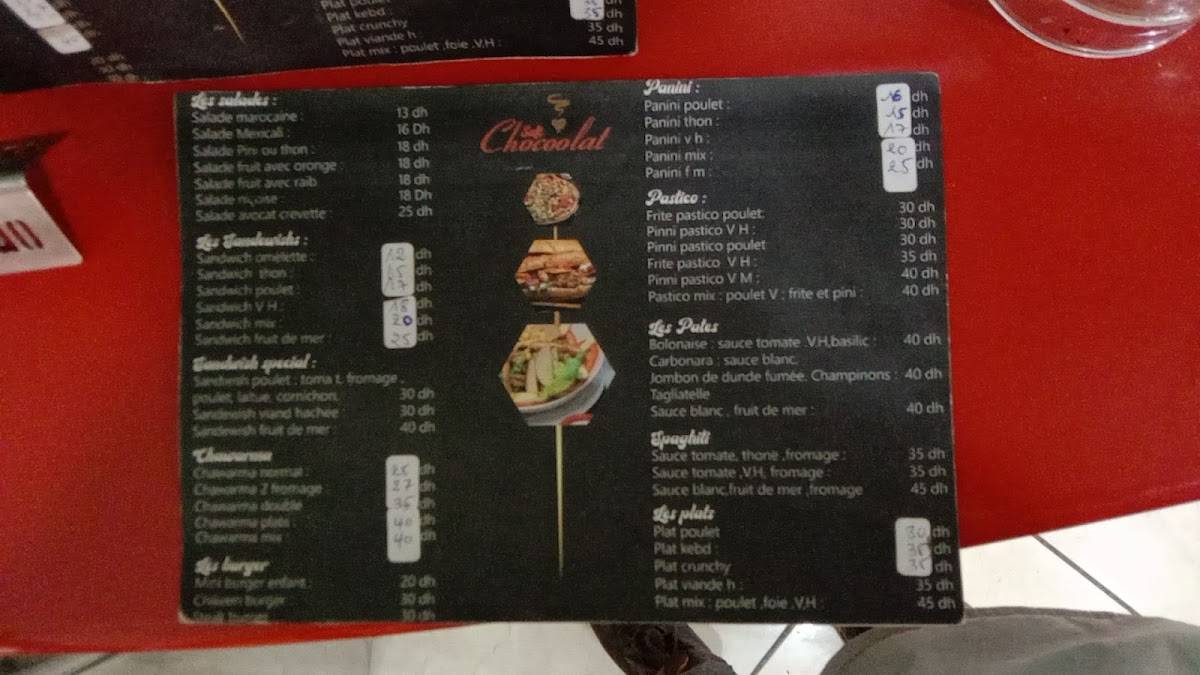 Menu de Safi Chocoolat