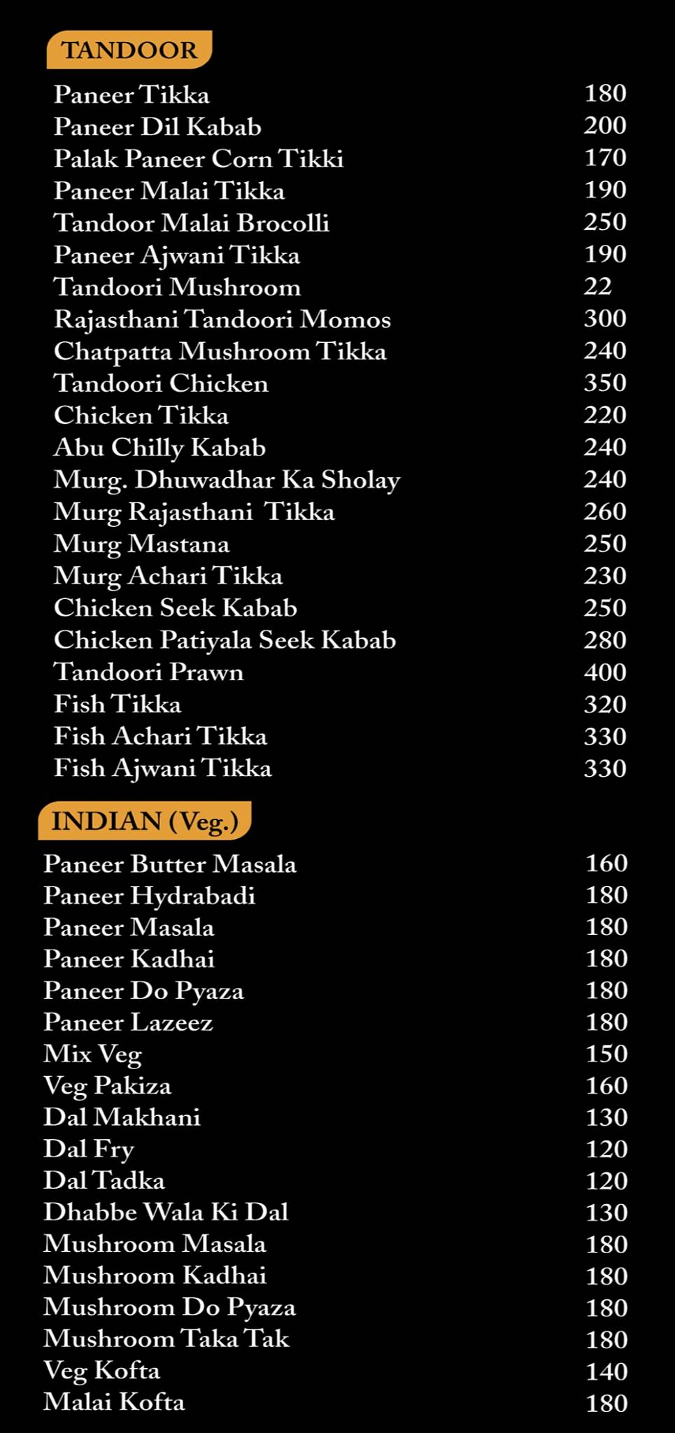 Sagarskitchenkraft menu