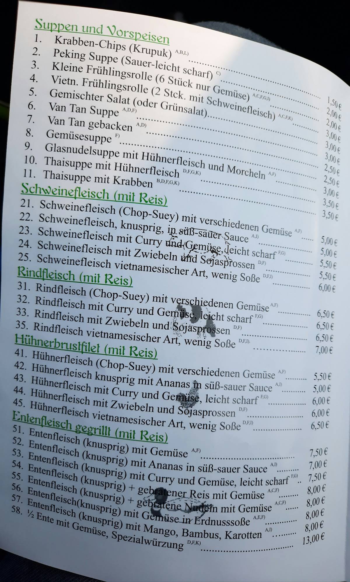 Speisekarte von Saigon Asia restaurant, Holzgerlingen