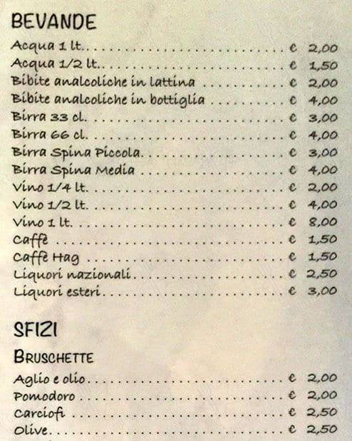 Menu di Sale e olio 