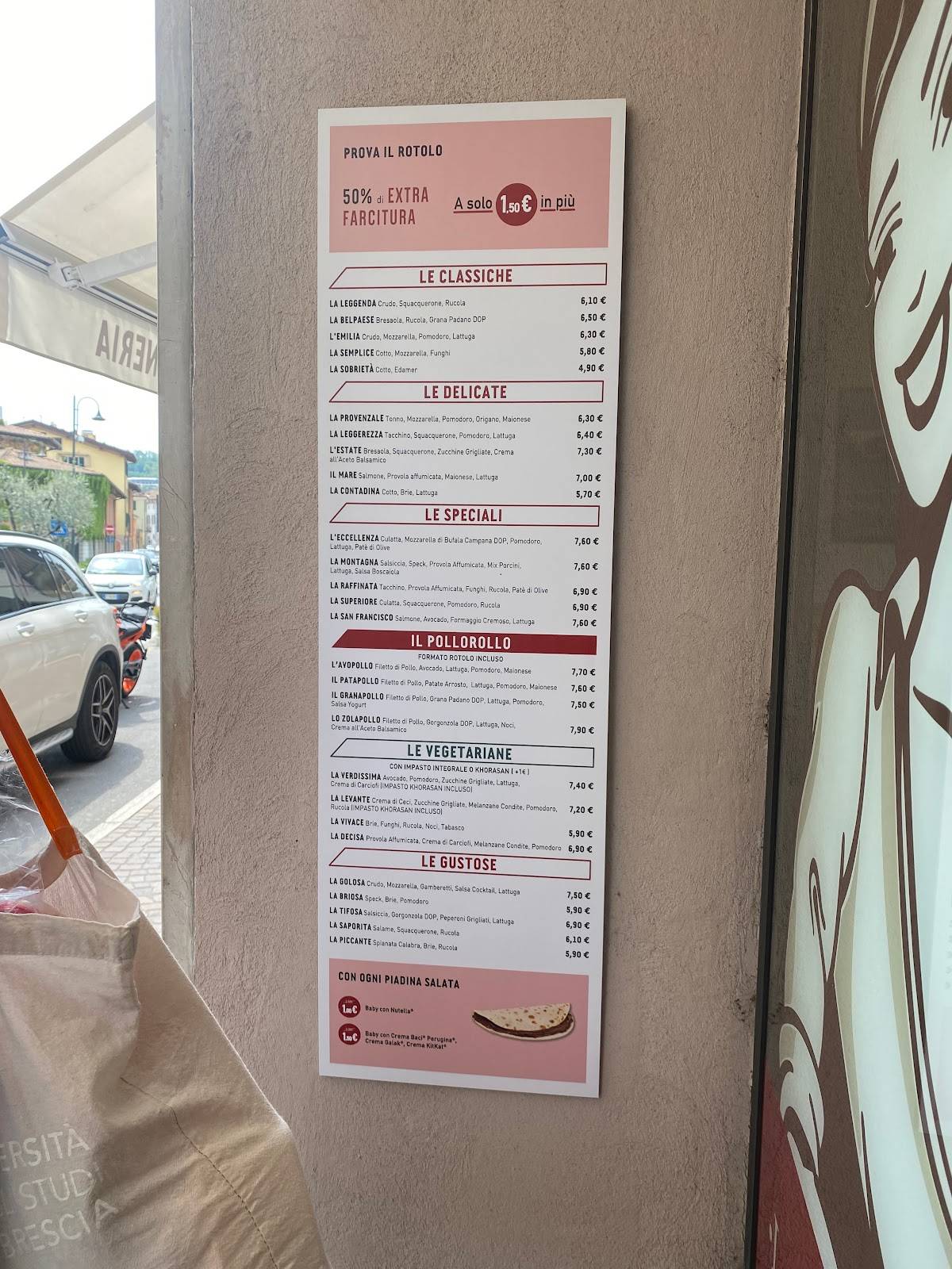 Menu di La Piadineria 