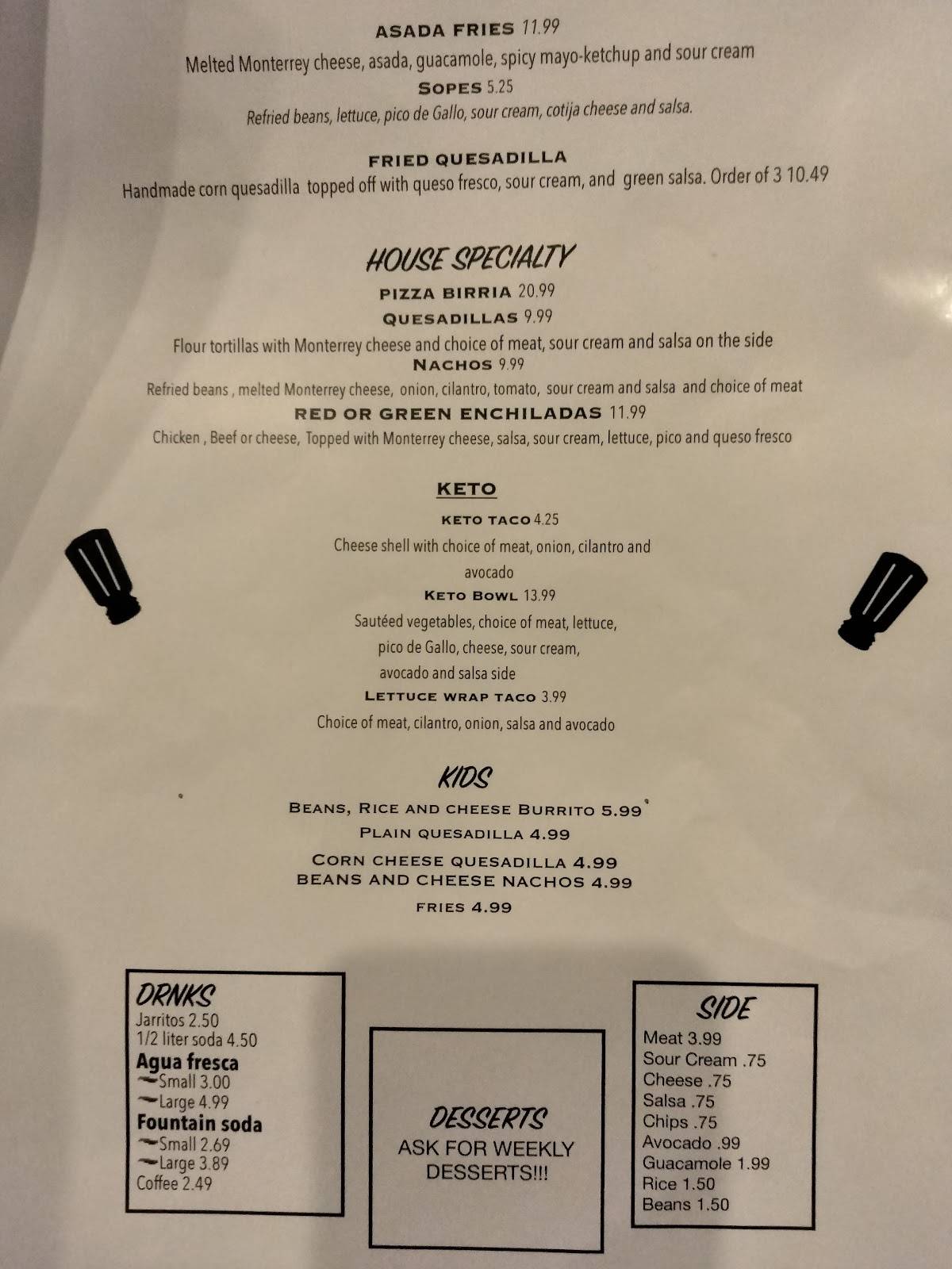 Menu at Salt & Pepper Restaurant and Catering, Patterson