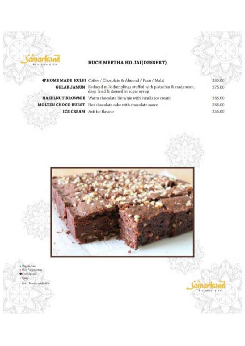 Samarkand Restaurant & Bar menu