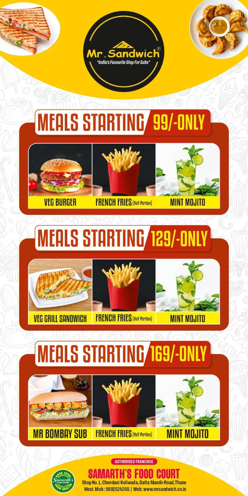 Samarth's Food Court - Mr. Sandwich Thane menu