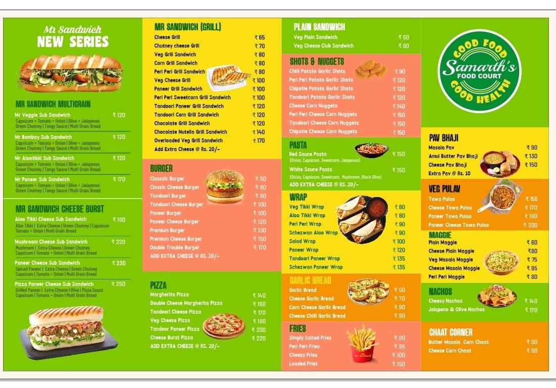 Samarth's Food Court - Mr. Sandwich Thane menu