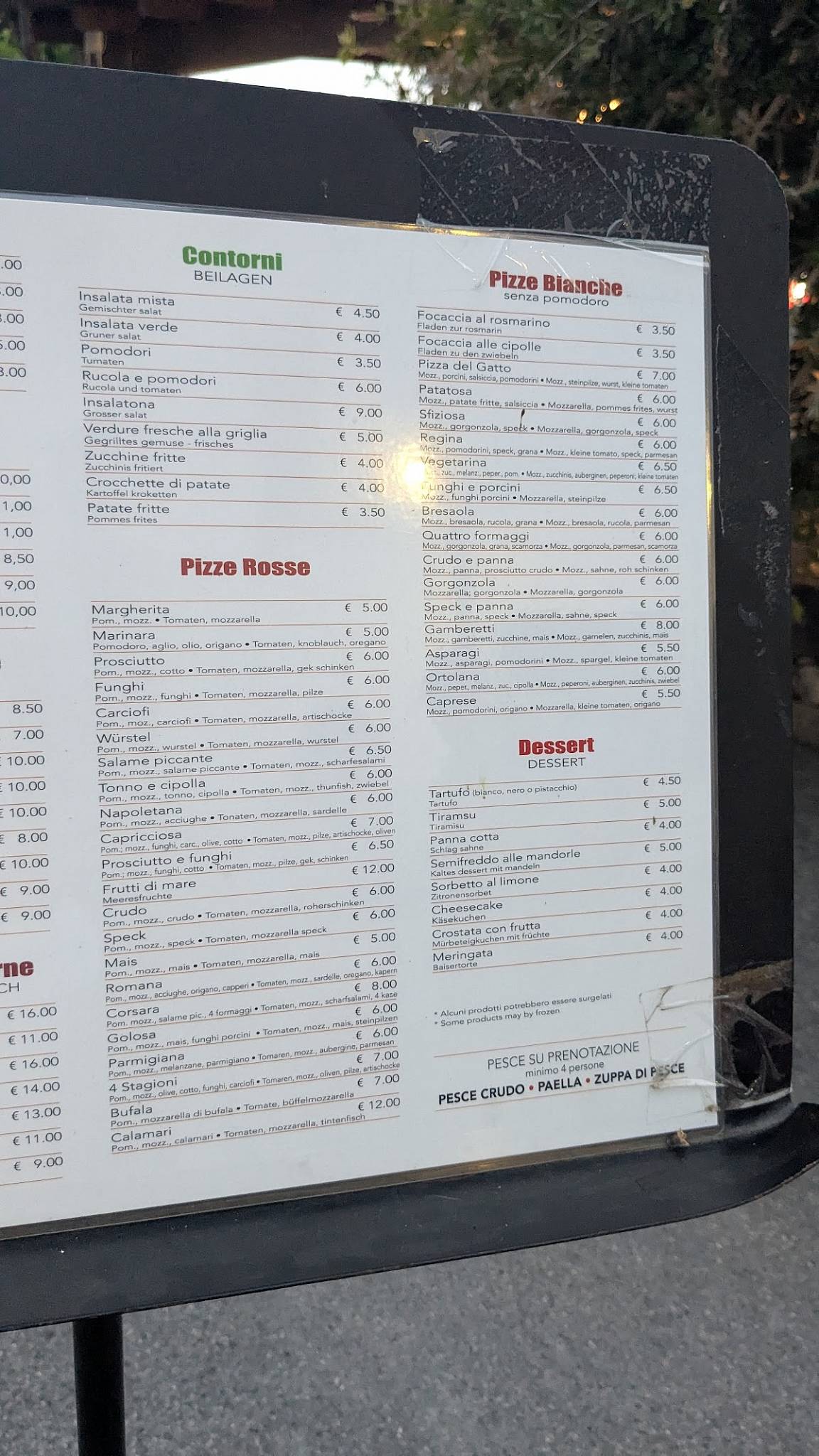 Menu di Il Gatto che Ride 
