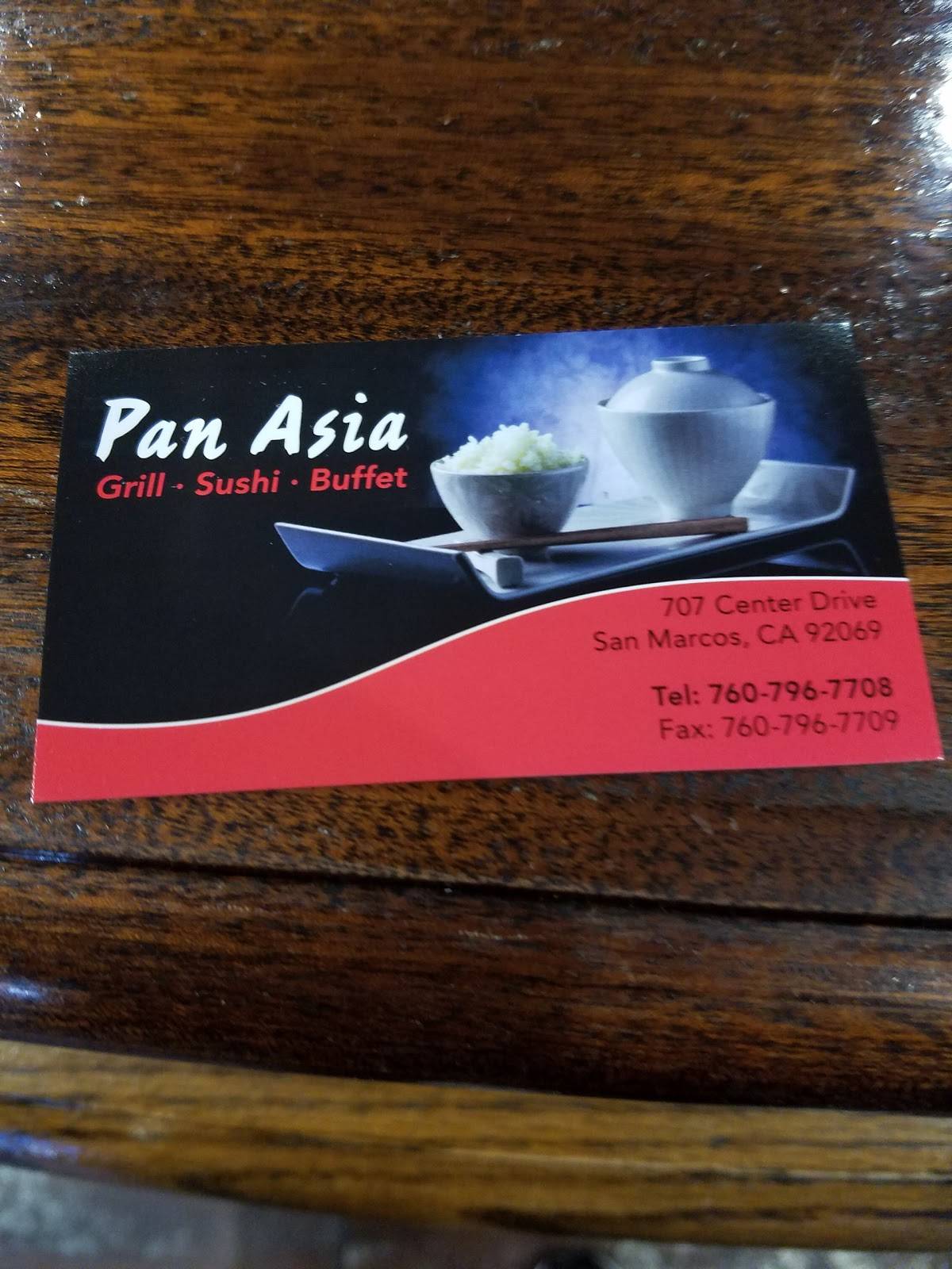 Menu at Pan Asia Buffet restaurant, San Marcos