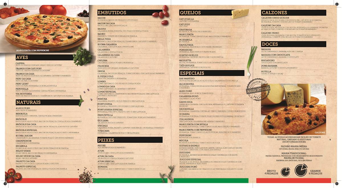 San Martino Pizzas cardápio