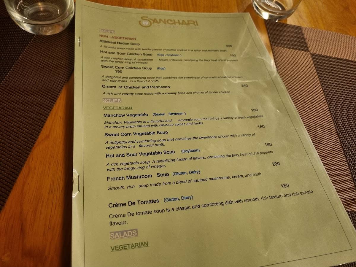 Sanchari by Chef Pillai Palakkad menu