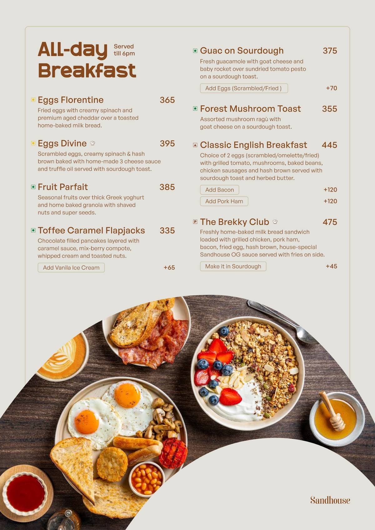 Sandhouse - All Day Diner menu