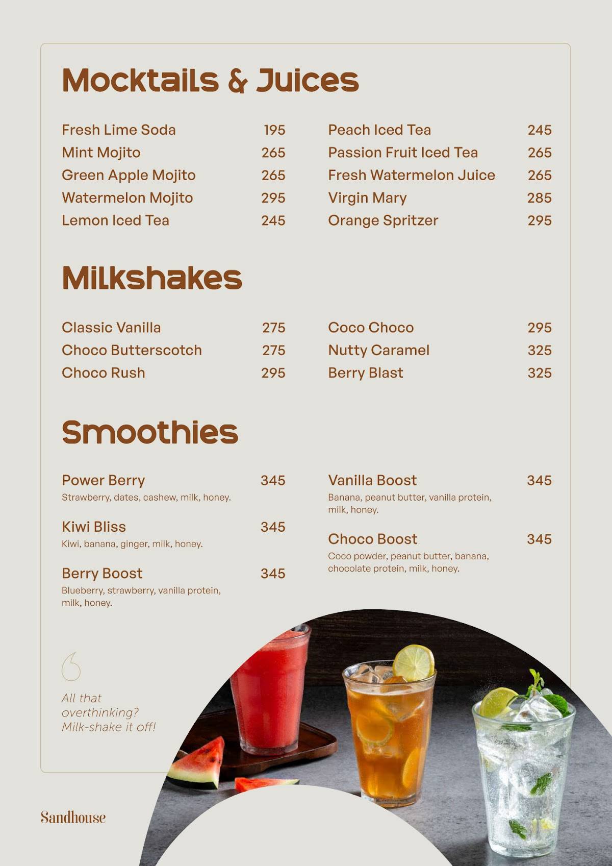 Sandhouse - All Day Diner menu