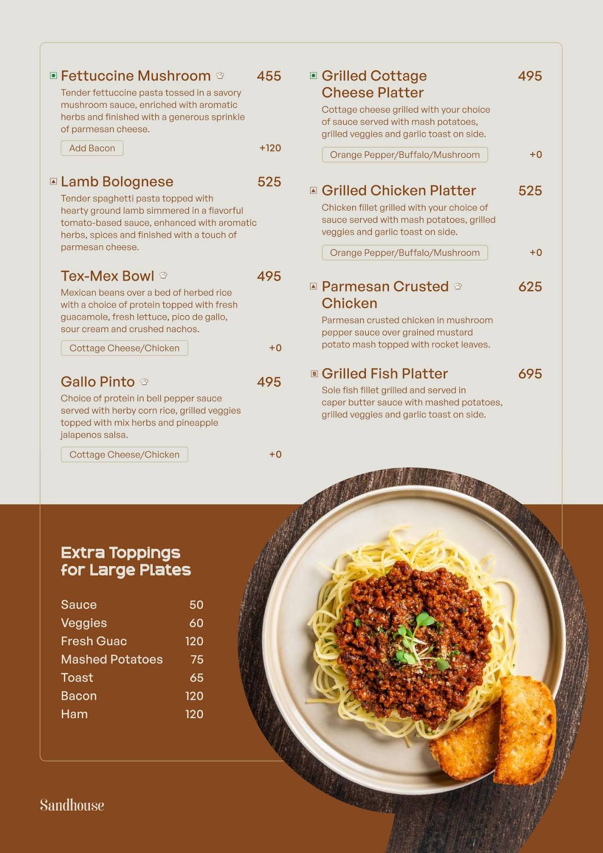 Sandhouse - All Day Diner menu