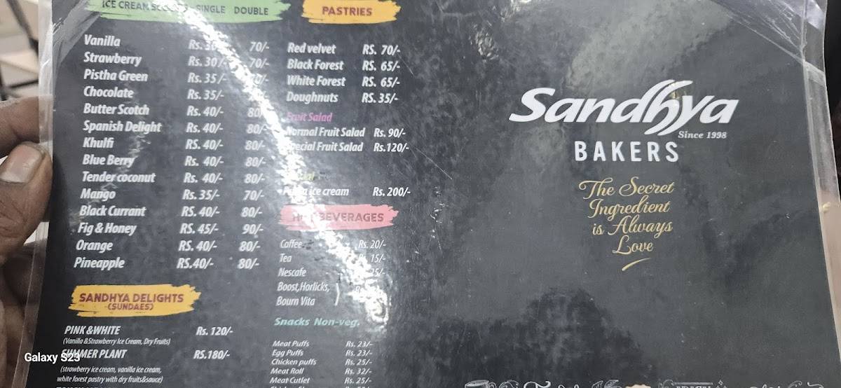 Sandhya Bakes And Foods menu