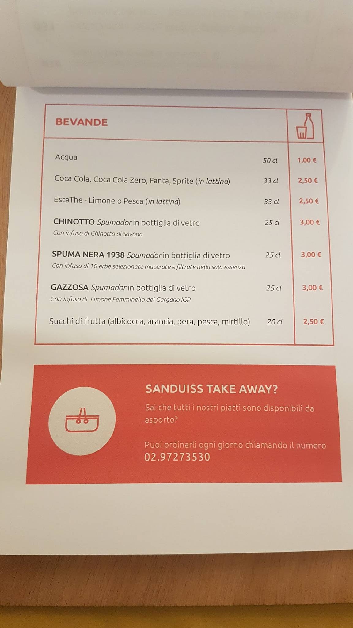 Menu di Sanduiss - Panini e Zuppe 