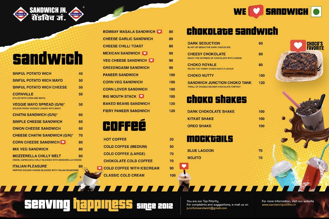 Sandwich Junction Rajnandgaon menu