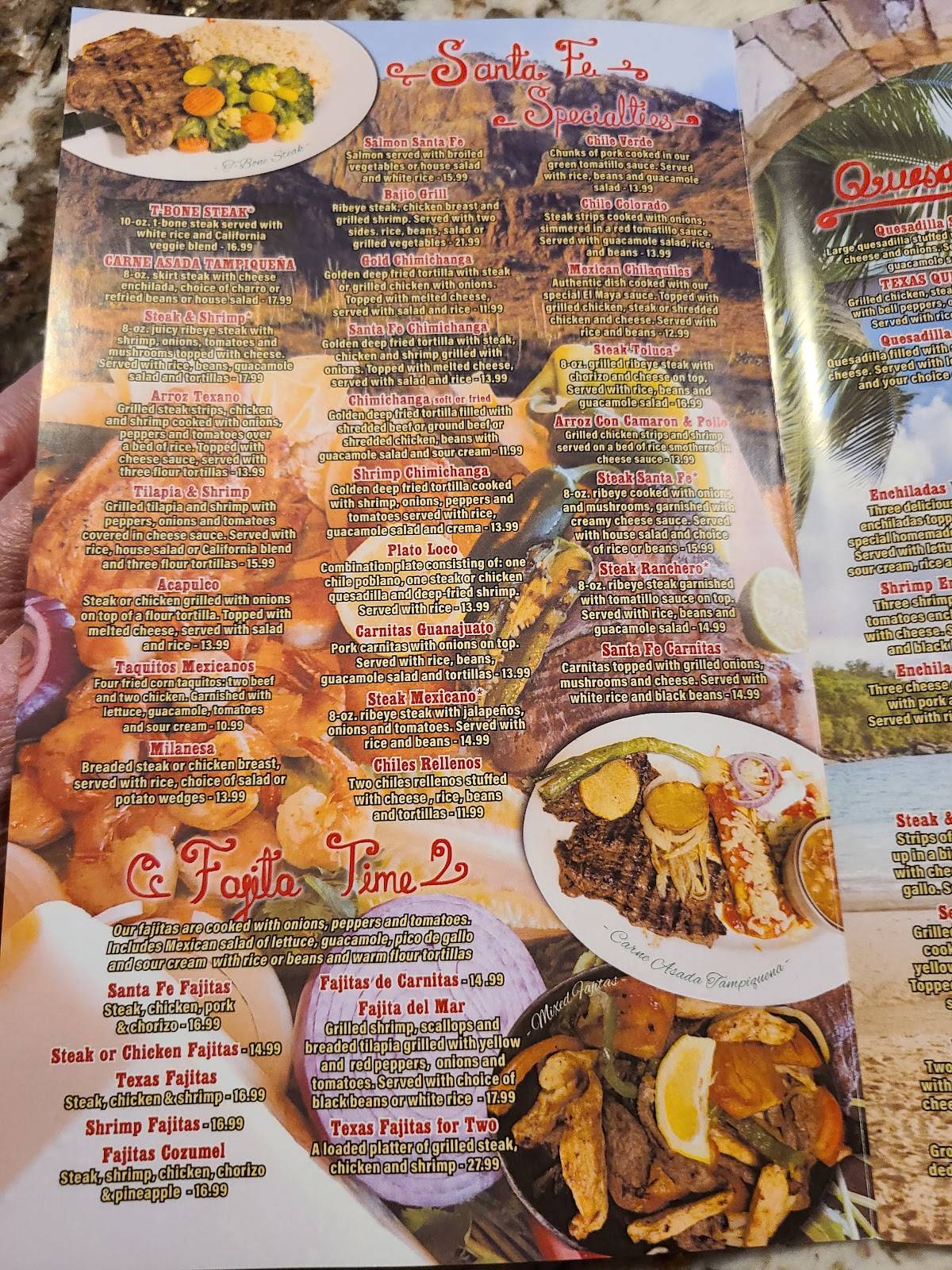 Menu at Santa Fe Restaurant & Bar, Dyer