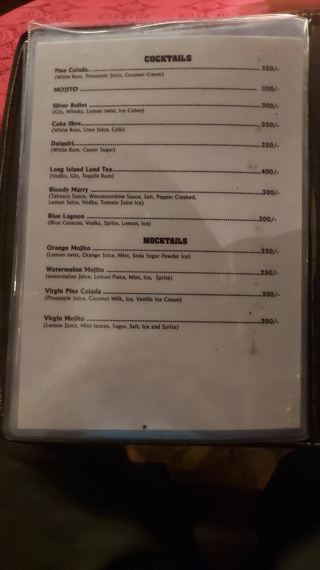 Santosh's Shack menu