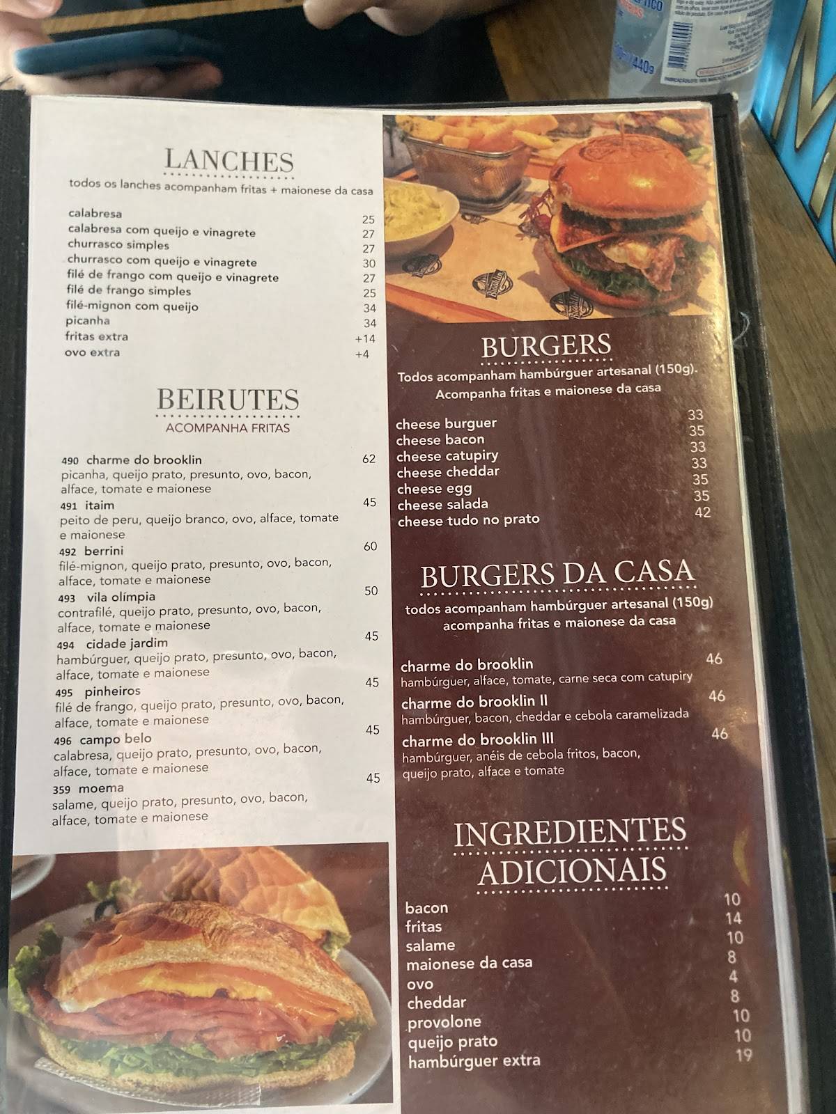 Charme do Brooklin cardápio