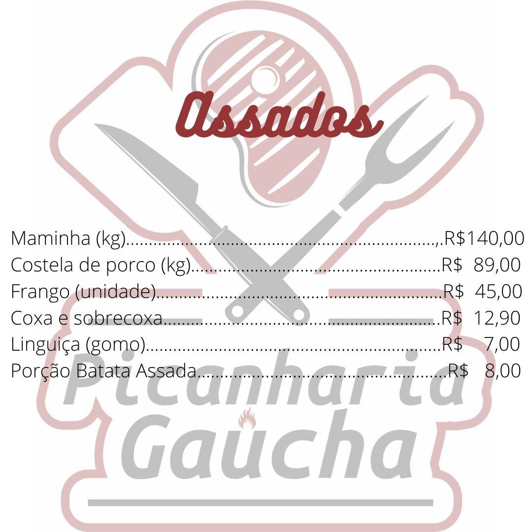 Picanharia Gaúcha cardápio