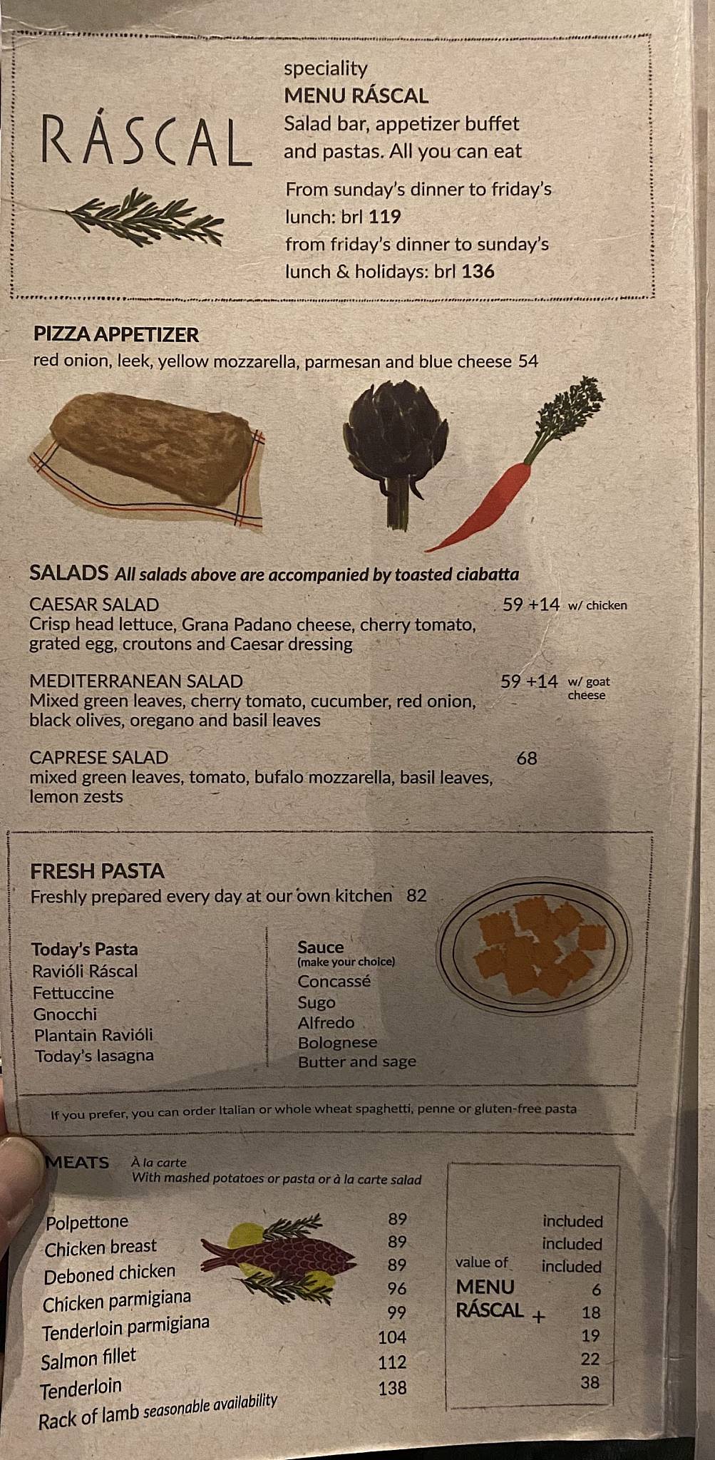 Ráscal cardápio