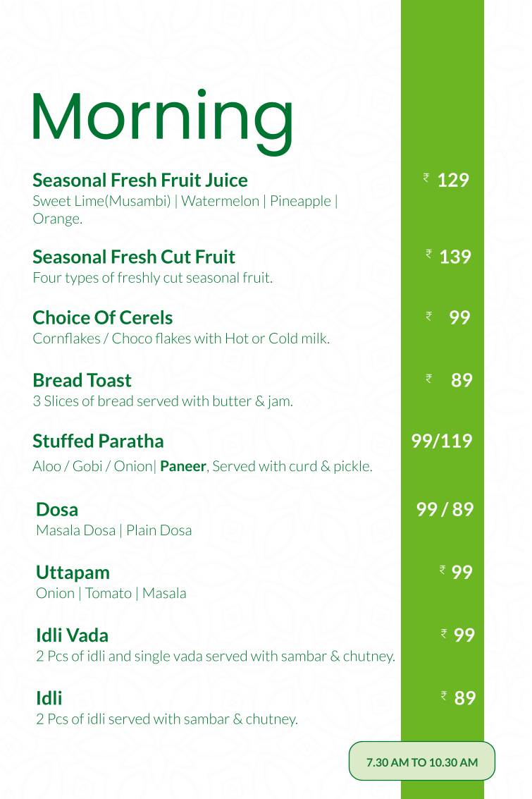 Sattvik - A Vegetarian Delight menu