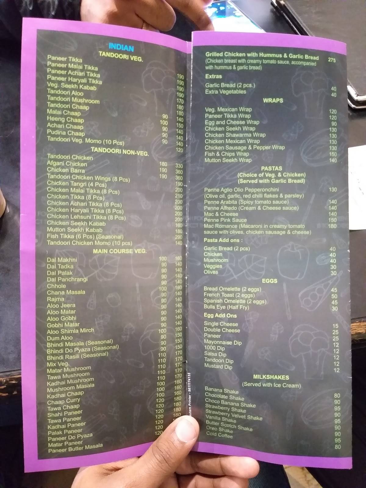 Saturn The Food Planet menu