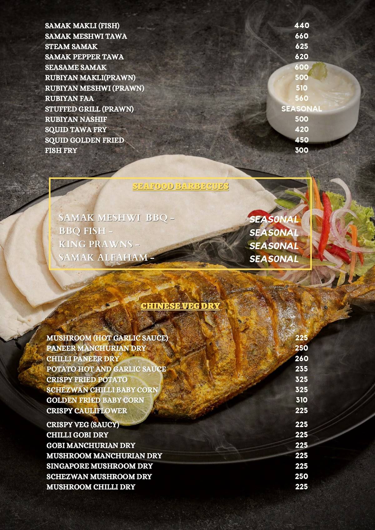 Savoury Seashell menu