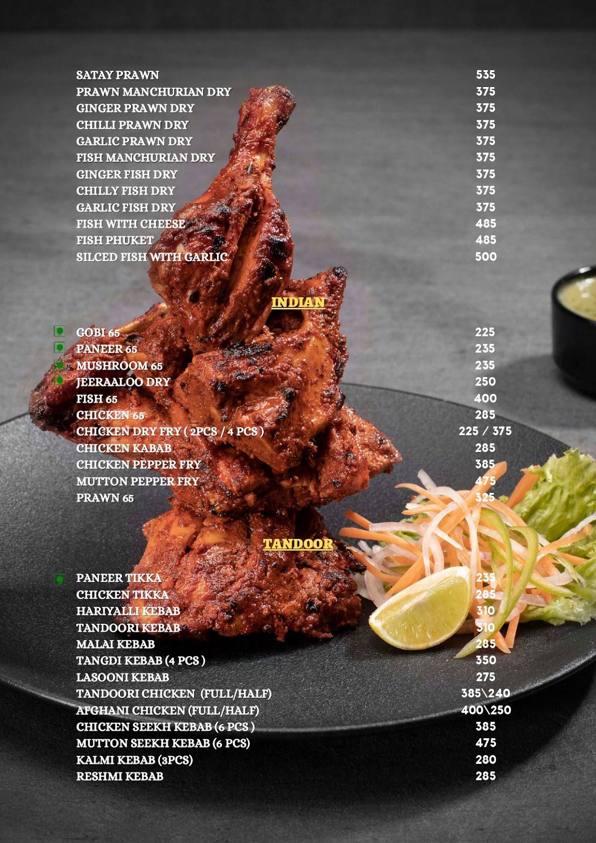 Savoury Seashell menu