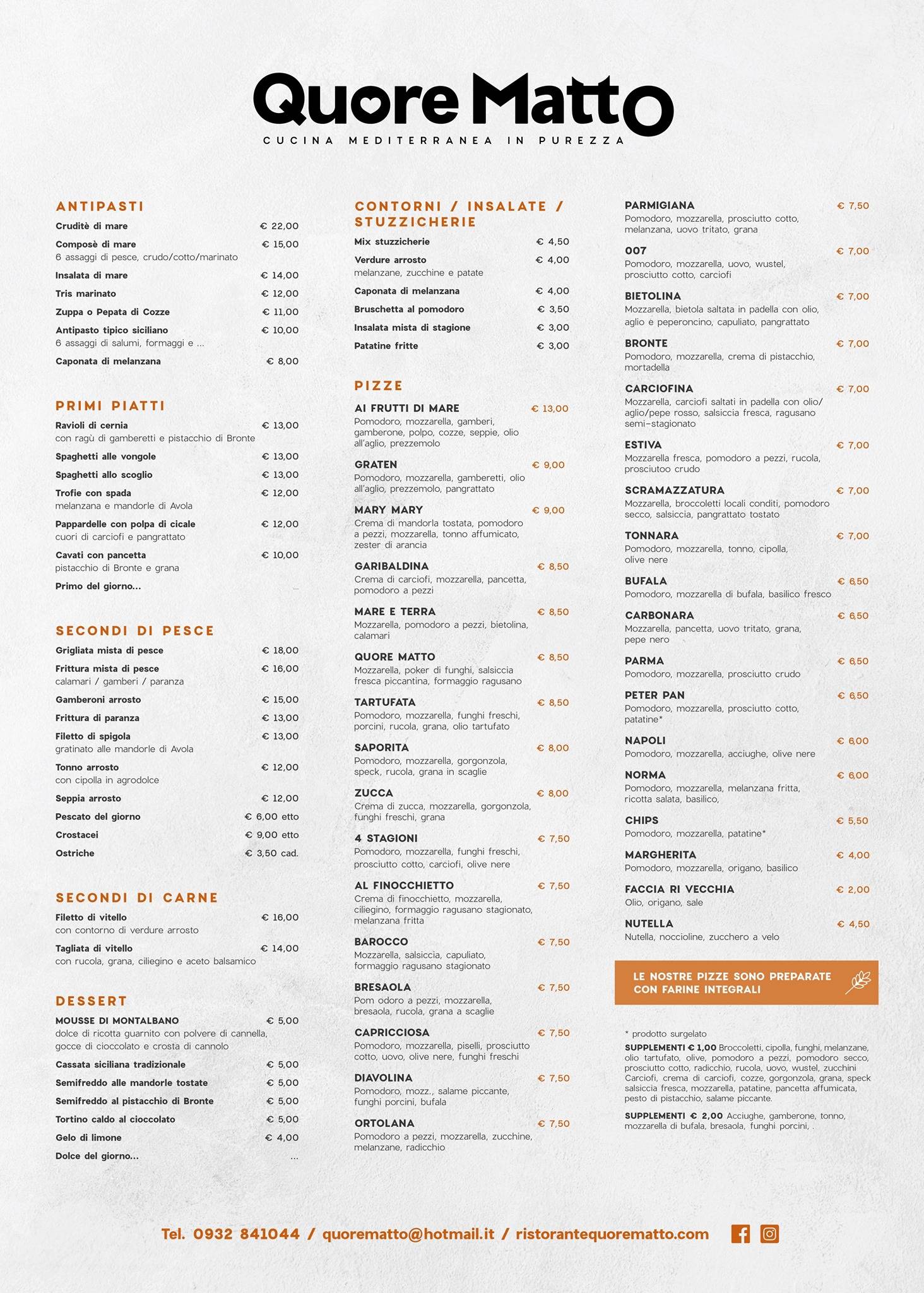 Menu di Quore Matto 